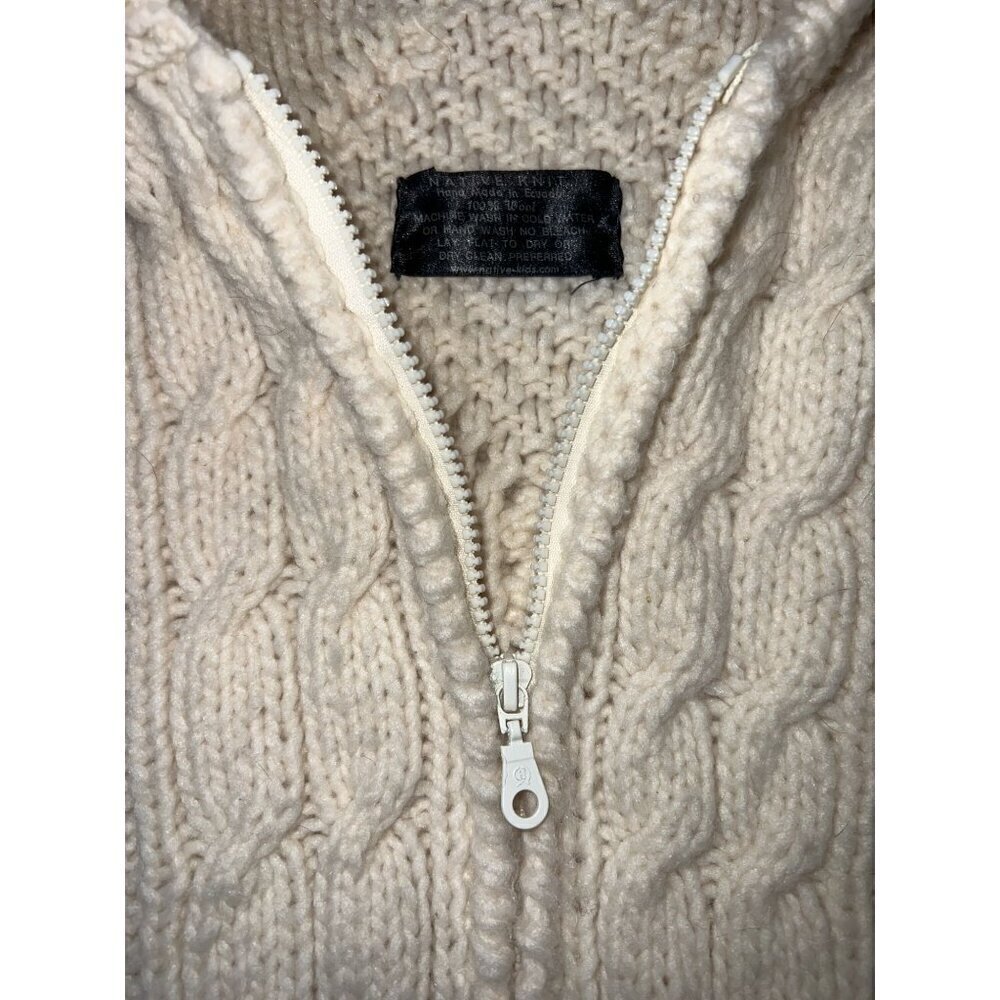 Native Knit Women's Medium Hand-Knit Wool Cable Knit Hooded Sweater Cardigan Wit - Picture 6 of 10